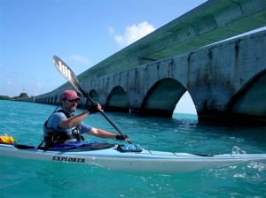 Highlights of the paddling itinerary include visits and stopovers at historic sites, including the Seven Mile Bridge, located parallel to the historic Old Seven Mile Bridge and Pigeon Key off Marathon. Image courtesy of Burnham Guides